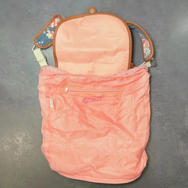Candie’s Floral Canvas Cargo Pocket Backpack Blue Orange Y2K - Image 7