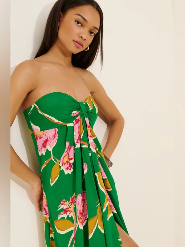 ATSU Anthropologies Strapless Sash Maxi Dress Size Small - Image 3