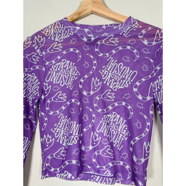 Beetlejuice Strange‎ and Unusual Purple Mesh Long Sleeve Crop Top Sandworm Small - Image 3
