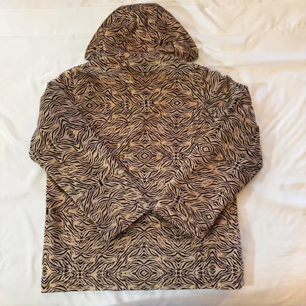 Reversible Hooded Jacket Brown Zebra Natural Reflections Animal Fleece Sz Large‎ - Image 8