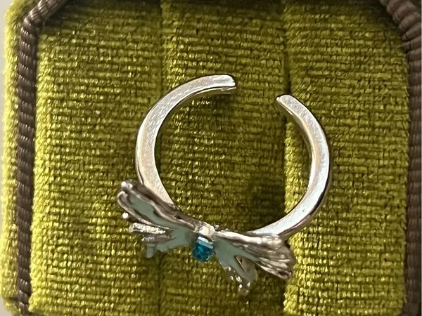 Whimsical Baby Blue Butterfly w/ Silver Accents Open Ring Size 6 NWT - Image 4