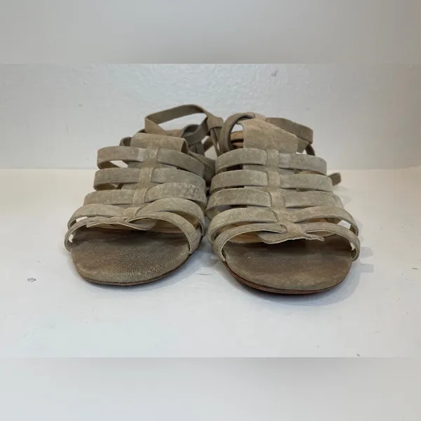 Schutz Sandals Tan Lace Up Block Heel Melancy Strappy Size‎ 7.5 - Image 8