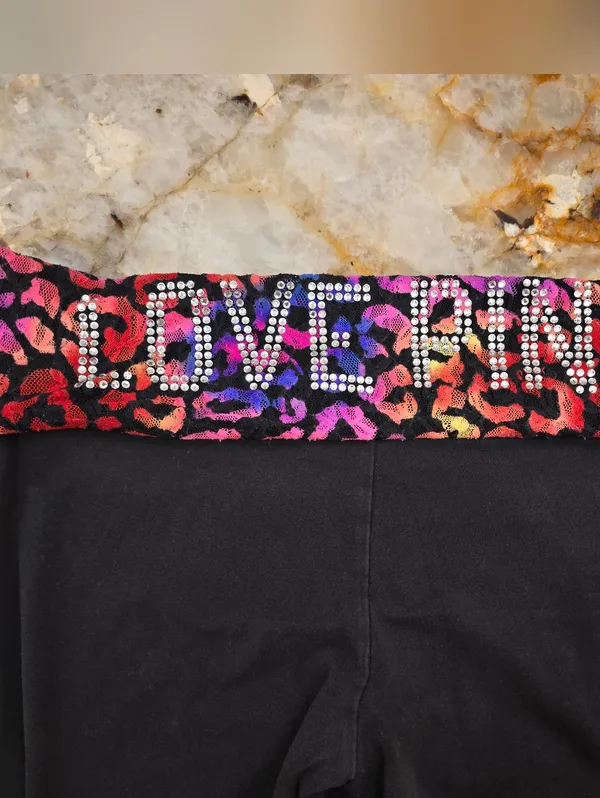 Victoria's Secret PINK Bling Vintage Foldover Flare Pants Y2K L - Image 3