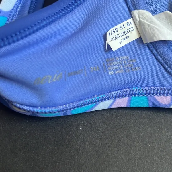 Aerie Bridget Blue & Purple Floral Underwire Padded Bikini Top. Size 34A - Image 2