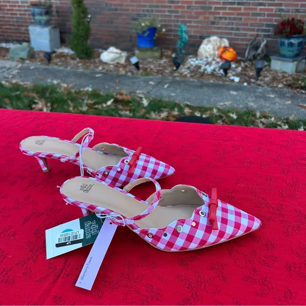 Wild Fable - Women's Lysandra Gingham Eyelet Kitten Heels - size 8 picnic summer - Image 3