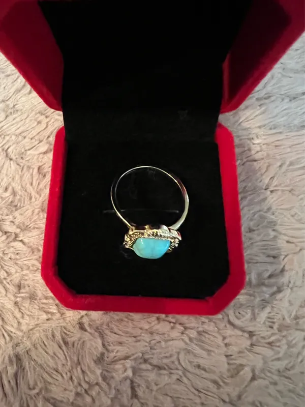 Women’s Golden Embellished Statement Ring Size 8 Gold - Image 2