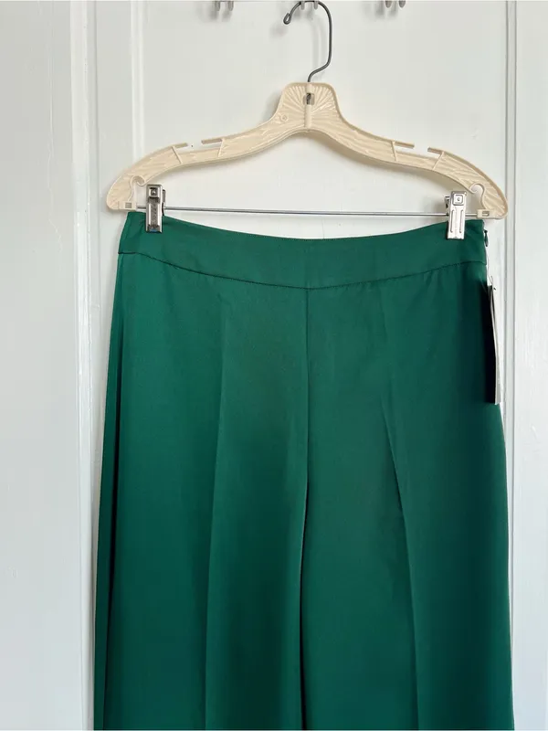 Tuckernuck • Erin Pants wide leg Deep Green dark trouser flat front satin twill - Image 4
