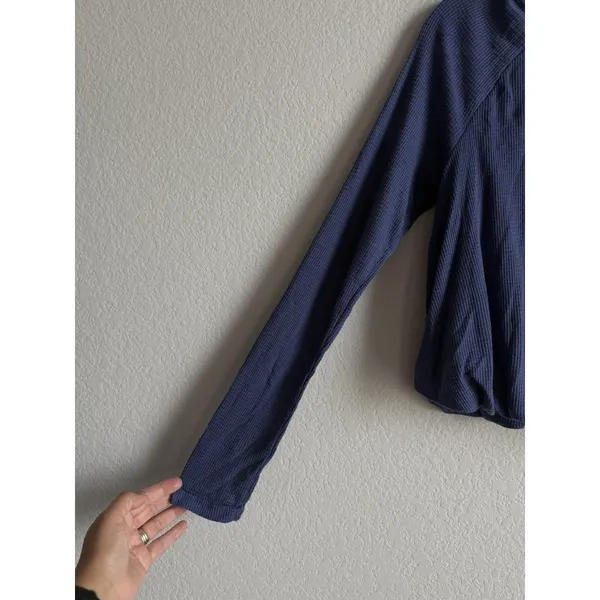 Free People We The Free Women's Medium Bondi‎ Blue Thermal Long Sleeve Crop Top Bohemian - Image 7