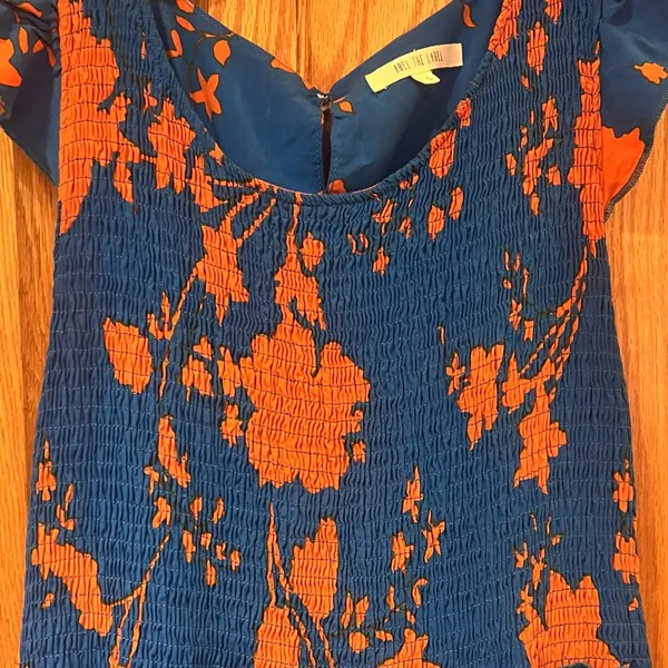 Anthropologie Abel The Label Charlie Floral Tiered Maxi Dress Blue Orange Small‎ - Image 6