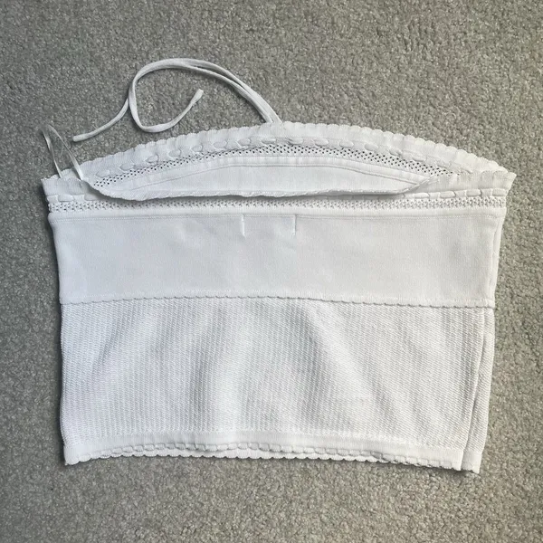 Meshki Knit Tube Top Scalloped Edges Cottagecore Boho White Women's Size Large - Image 2