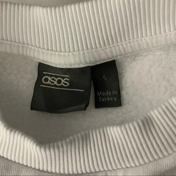 Asos Womens Small‎ White Long Sleeve Crop Sweatshirt Y2K Streetwear - Image 5