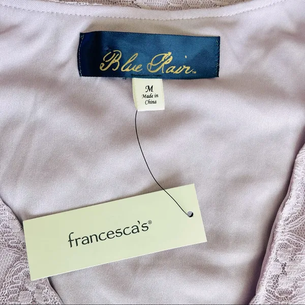 NWT Francesca’s (Blue Rain) Lavender Lace Shift Dress M - Image 9