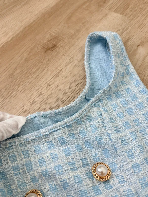 SHEIN Double Breasted Detail Plaid Tweed Dress - Image 6