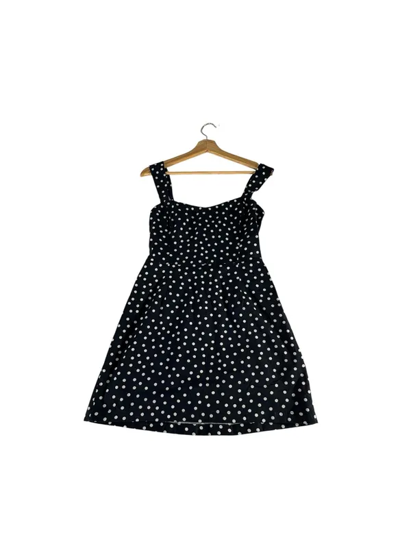 Abercrombie & Fitch NWT M Navy Polka Dot Mini Dress Sweetheart Twee Fit Flare - Image 5
