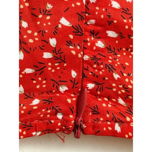 Princess Polly Mini Dress Women 10 Red Floral Puff Sleeve Bohemian Cottagecore - Image 7