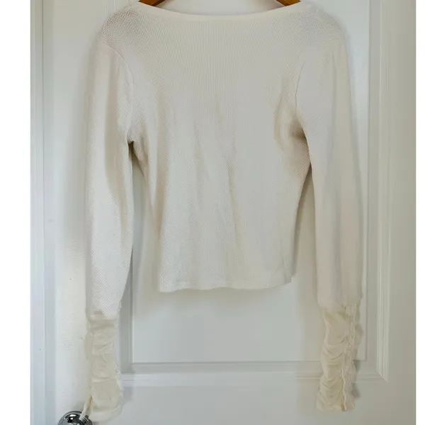 Free People Wear Me Out Thermal Mesh Lace Cuff Sleeve Top Medium Cottagecore‎ - Image 6