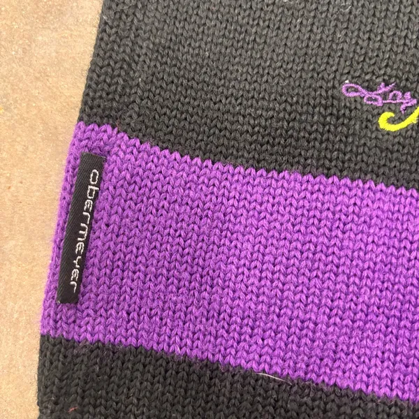 Obermeyer Vintage 90s Green Purple Neon Striped Ski Sweater Juniors Large - Image 6