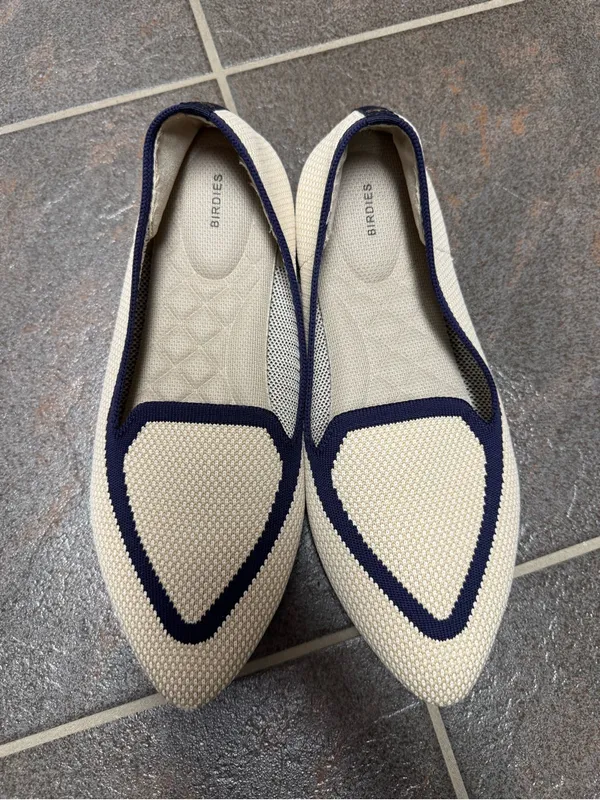 Birdies Blackbird Womens Flats Knit Woven Loafers Slip-On Eggshell Navy 9.5 - Image 12
