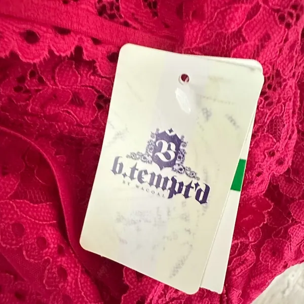 b.tempt'd by Wacoal‎ Hot Pink Mesh Lace Thong Halter Bodysuit Size Large Sexy - Image 8