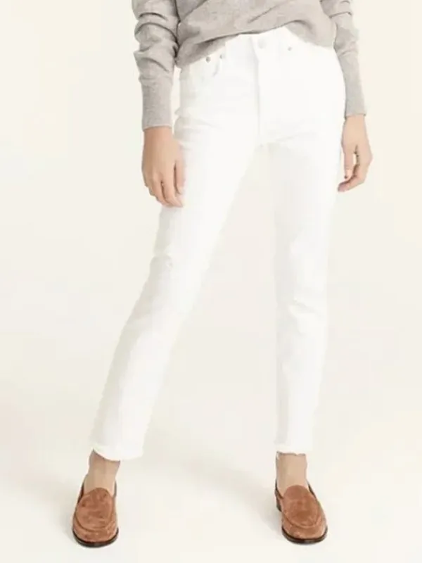 J. Crew Women's Slim Boyfriend Jean White Denim Size 27 Distressed Slim AO671 - Image 2