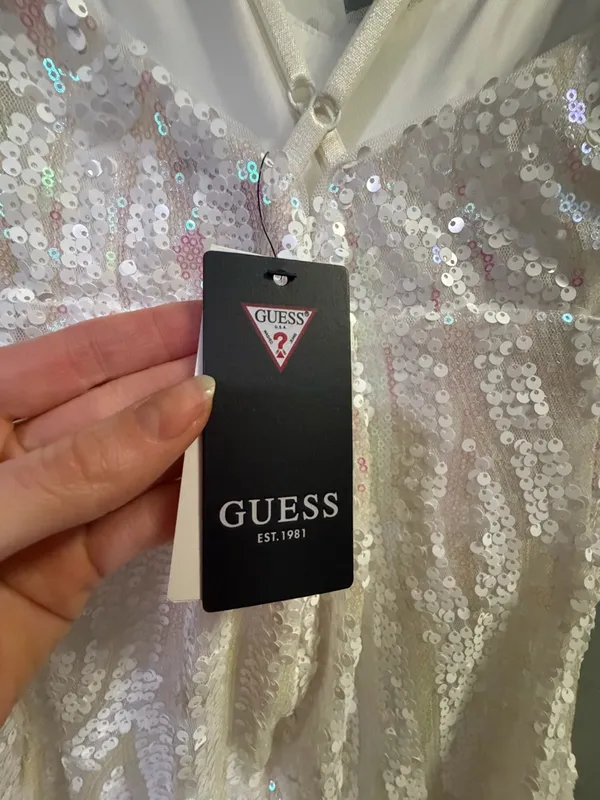Guess White/ Iridescent Sequin Dress - Image 6