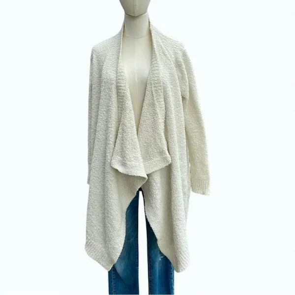 UGG Phoebe Wrap Cardigan Women Cream Open Front Cozy Longline Sweater Pockets - Image 2
