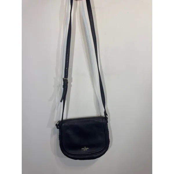 Kate Spade NY Black Leather Saddle Crossbody‎ Bag Adjustable Strap Boho Chic - Image 14