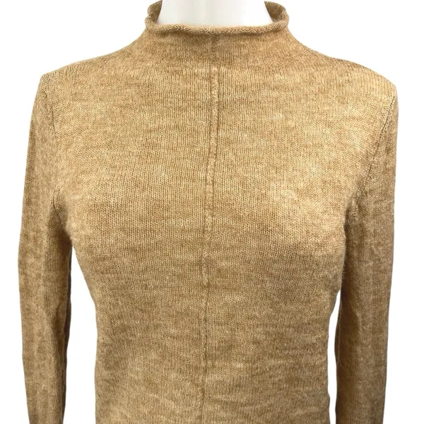 MNG Brown Wool Blend Knit Mock Neck Long Sleeve Pullover Sweater Top Size M - Image 3