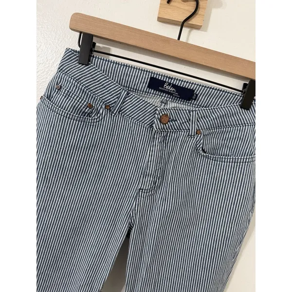 Boden The Cropped Soho Blue Striped Denim Capri Pant Skinny Sz 4 Teacher Work - Image 3