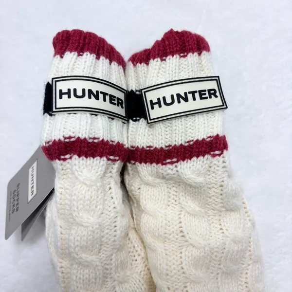 Hunter Cream Cable Knit Socks‎ with Striped Cuff - Image 4