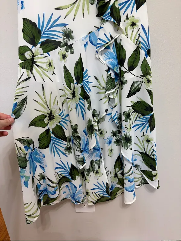 Banana Republic Sleeveless Ruffle Wrap Maxi Dress in Floral - Size 0 Petite - Image 6