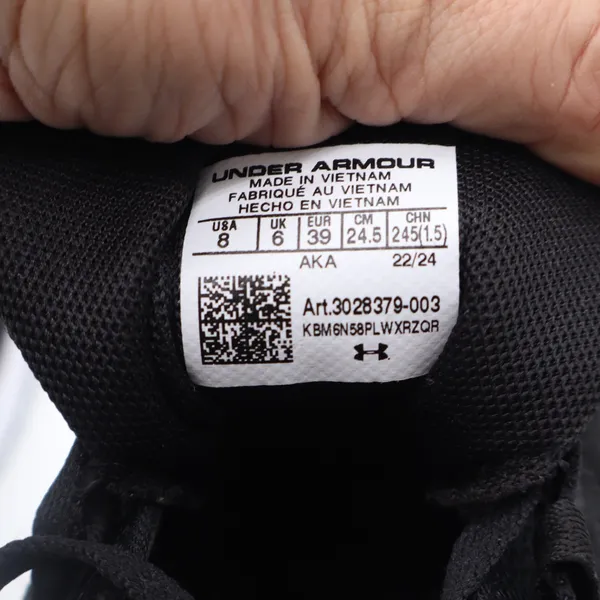 Under Armour Essential Heritage Black White Sneakers Women's Size 8 - Image 7