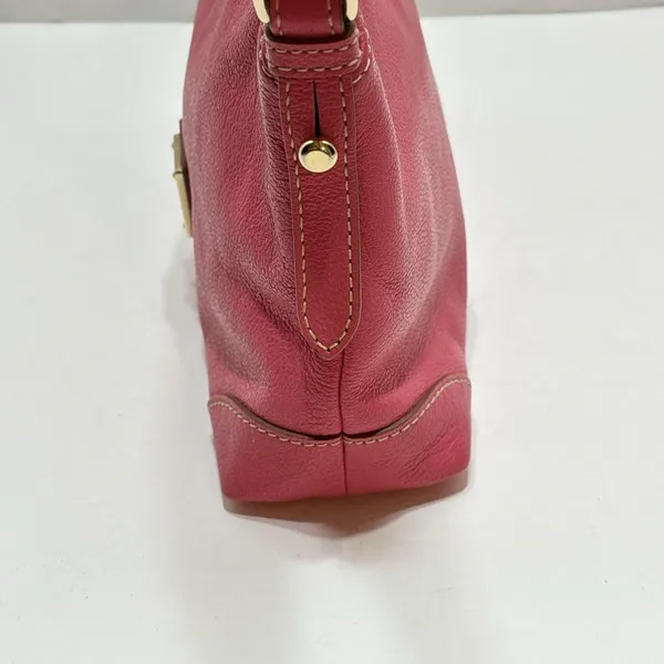 Dooney & Bourke Pink Pebbled Leather Small Shoulder Bag Purse Gold Logo Plate - Image 7
