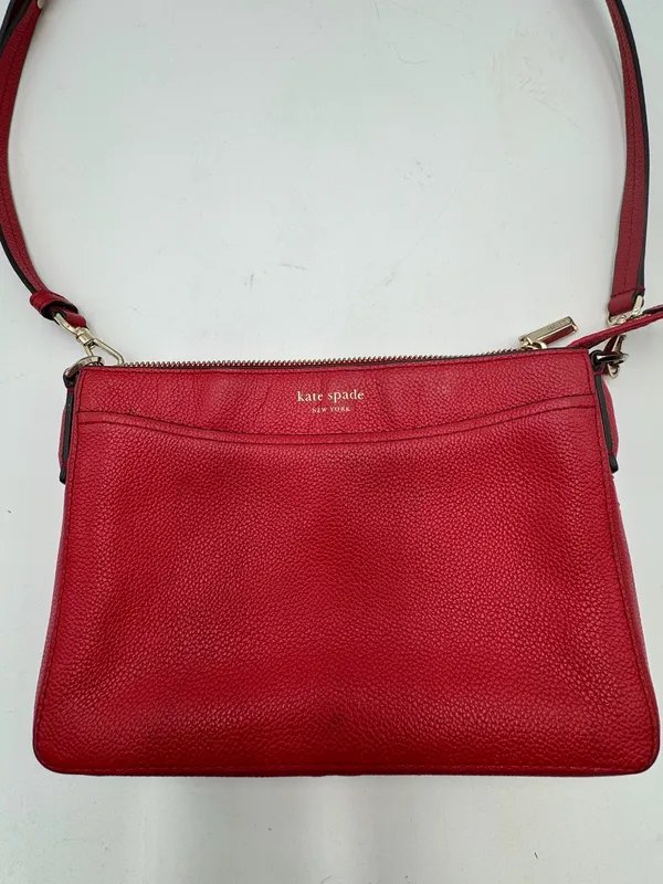 Kate Spade New York Red Pebbled Leather Crossbody Shoulder Bag Purse Dust Bag - Image 15