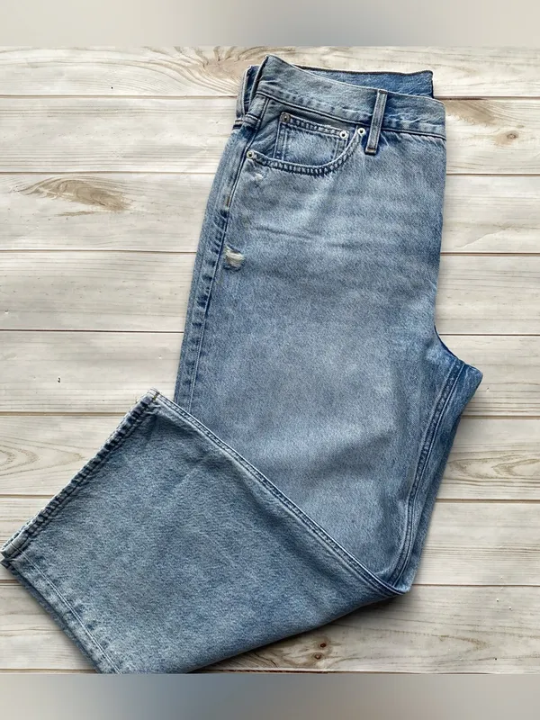 J. Crew 90s vintage baggy fit stone washed cropped ankle length denim jeans 33 - Image 7