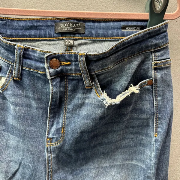 9/29 Judy Blue‎ Jeans Ripped Denim Skinny High Waisted Medium Blue JB82147MD - Image 6