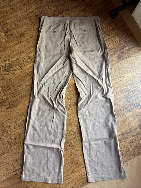 Love Tree Beige Straight-Leg Drawstring linen Vicose blend Pants medium - Image 6