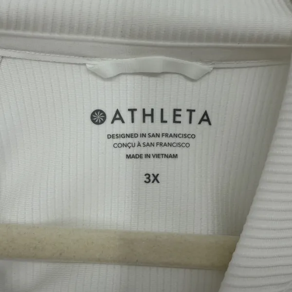 Athleta White Ribbed Full Zip Jacket Mock‎ Neck Thumbholes Plus Size 3X - Image 5