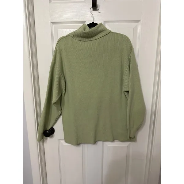 Free People Easy Street Tunic Sweater Sage Green Ribbed Turtleneck Oversized M - Image 5