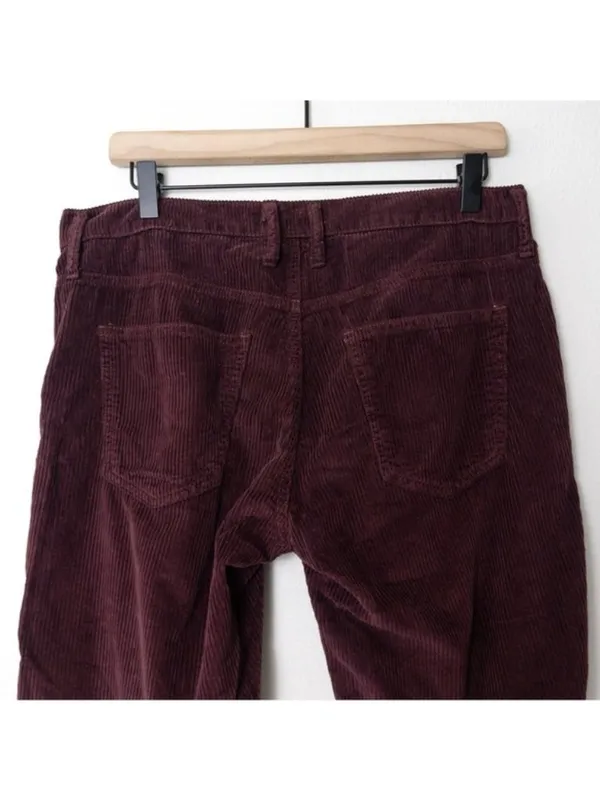 Current/Elliott Velvet Straight Leg Pant 10 Wine Mid Rise Pockets Corduroy - Image 7