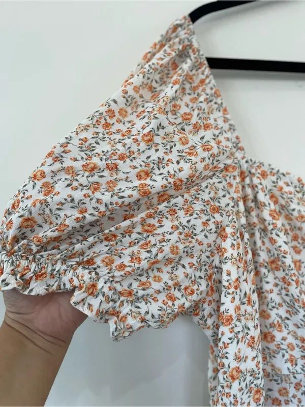 EVER NEW CURVE Plus Size Floral Midi Dress 18 Puff Sleeve Side Slit Smocked Back - Image 10
