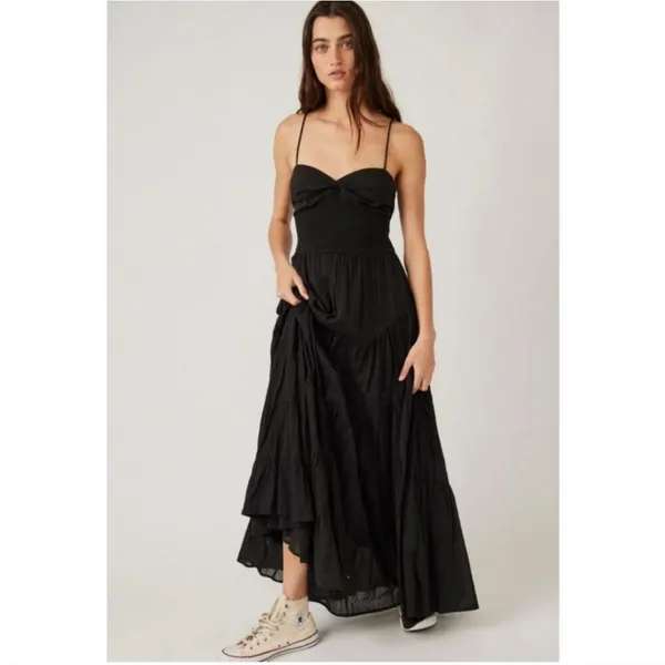 Free People Sundrenched Solid Maxi Dress in Black Size XS - Image 4