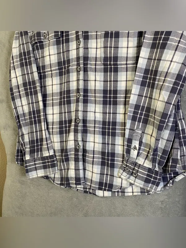 Ridgetcut toughwear women Blue and‎ White Plaid Button-Up Shirt size X Large - Image 3