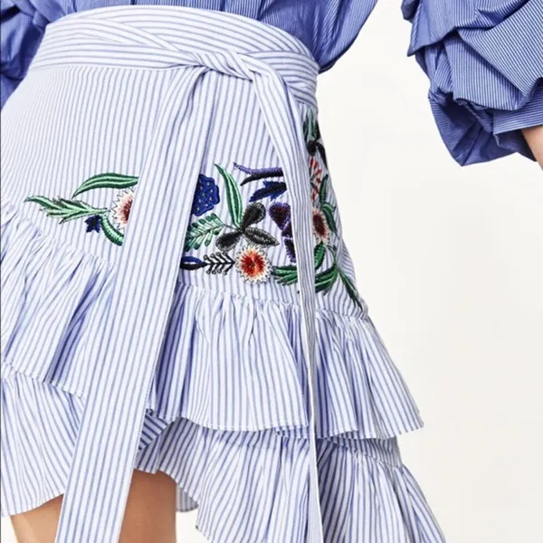 ✨HP✨Zara Stripped Embroidered Floral Ruffle Skirt✨ - Image 3