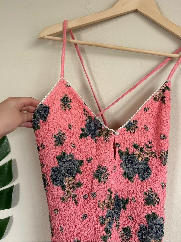 Free People Pink Seaside Rose Smocked Bodysuit - Image 5