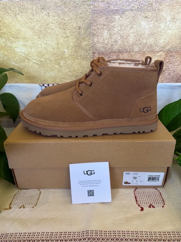NEW UGG Women’s Neumel Suede Wool Lace-Up Chestnut Ankle Chukka Boots, Size 10 - Image 2