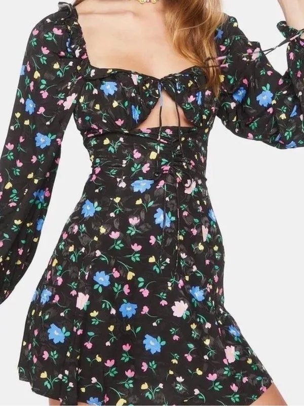 For Love & Lemons Lexi Mini Dress Fliral Coquette Lolita Preppy Whimsy NWT XS S - Image 11