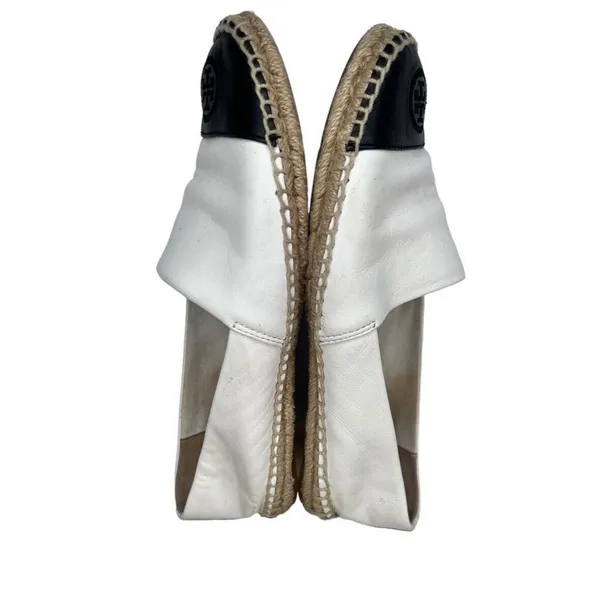 TORY BURCH‎ Colorblock Espadrilles Leather Ivory Black Women’s Size 10 - Image 6
