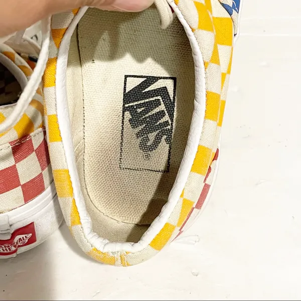 Vans OTW Womens 7.5‎ Primary Checker Blue Yellow Low Top Lace Shoes Sneakers - Image 4