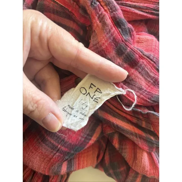 Free People FP One Grunge Mini Dress Long Sleeve Plaid Button Front Size L - Image 6